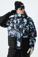 Men's Army Green Modern Contrast Panel Insulated Snow Jacket