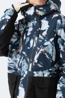 Men's Splatter Printed Modern Contrast Panel Insulated Snow Jacket