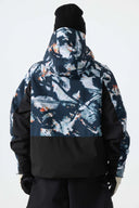 Men's Off White Modern Contrast Panel Insulated Snow Jacket