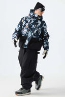 Men's Splatter Printed Modern Contrast Panel Insulated Snow Jacket