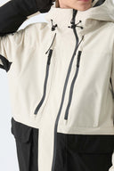 Men's Off White Modern Contrast Panel Insulated Snow Jacket