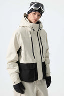 Men's Black Modern Contrast Panel Insulated Snow Jacket