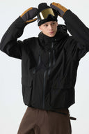 Men's Off White Modern Contrast Panel Insulated Snow Jacket