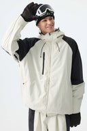 Men's Color Block Black Waterproof Reflective Snow Jacket