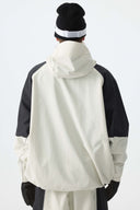 Men's Color Block Off White Waterproof Reflective Snow Jacket