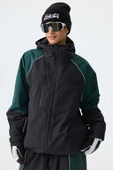 Women's Color Block Off White Waterproof Reflective Snow Jacket