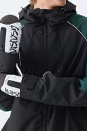 Men's Color Block Black Waterproof Reflective Snow Jacket