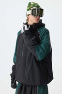 Men's Color Block Black Waterproof Reflective Snow Jacket