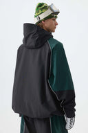 Men's Color Block Black Waterproof Reflective Snow Jacket