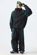 Men's Color Block Black Waterproof Reflective Snow Jacket