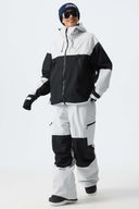 Women's Color-Block Light Grey & Black Structured Insulated Snow Jacket