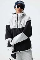 Women's Color-Block Light Grey & Black Structured Insulated Snow Jacket