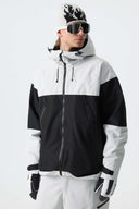 Men's Color-Block Light Grey & Black Structured Insulated Snow Jacket