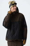 Men's Color-Block Off White & Green Structured Insulated Snow Jacket