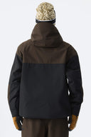 Men's Color-Block Dark Brown & Black Structured Insulated Snow Jacket