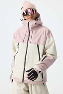 Women's Color-Block Off White & Green Structured Insulated Snow Jacket