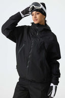 Women's Color-Block Dark Brown & Black Structured Insulated Snow Jacket