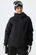 Women's Color-Block Off White & Green Structured Insulated Snow Jacket