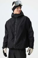 Men's Color-Block Dark Brown & Black Structured Insulated Snow Jacket