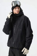 Men's Color-Block Light Grey & Black Structured Insulated Snow Jacket