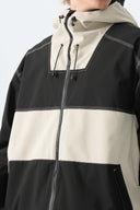 Men's Color-Block Off White & Black Corduroy Snow Jacket