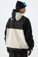 Men's Color-Block Off White & Black Corduroy Snow Jacket