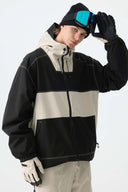 Men's Color-Block Off White & Black Corduroy Snow Jacket