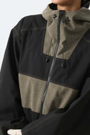 Women's Color-Block Dark Olive & Black Corduroy Snow Jacket