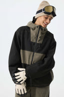 Women's Color-Block Dark Olive & Black Corduroy Snow Jacket