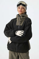 Women's Color-Block Dark Olive & Black Corduroy Snow Jacket