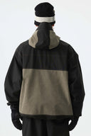 Men's Color-Block Dark Olive & Black Corduroy Snow Jacket