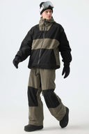 Men's Color-Block Off White & Black Corduroy Snow Jacket