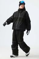 Men's Color-Block Off White & Black Corduroy Snow Jacket