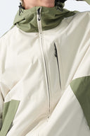 Men's Color Block Off White & Sage Reflective Piping Snow Jacket