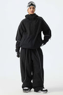 Women's Color Block Off White & Sage Reflective Piping Snow Jacket