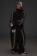 Women's Color Block Off White & Sage Reflective Piping Snow Jacket