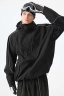 Men's Black Reflective Piping Snow Jacket