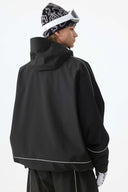 Men's Black Reflective Piping Snow Jacket