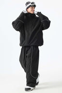 Men's Black Reflective Piping Snow Jacket