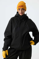 Women's Black Multi-Pocket Snow Jacket