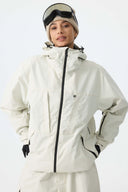 Women's Off White Minimal Multi-Pocket Snow Jacket