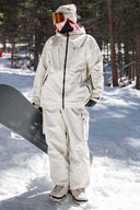 Women's Off White Minimal Multi-Pocket Snow Jacket