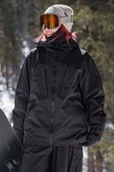 Women's Black Minimal Multi-Pocket Snow Jacket