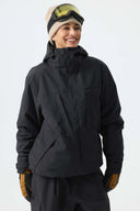 Women's Black Minimal Multi-Pocket Snow Jacket