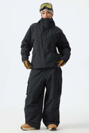 Women's Black Minimal Multi-Pocket Snow Jacket