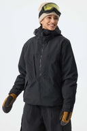 Women's Black Minimal Multi-Pocket Snow Jacket