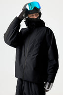 Men's Black Minimal Multi-Pocket Snow Jacket