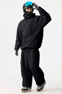 Men's Black Minimal Multi-Pocket Snow Jacket