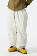 Women's Black Baggy Reflective Piping Drawstring Snow Pants