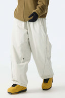 Women's Khaki Baggy Reflective Piping Drawstring Snow Pants